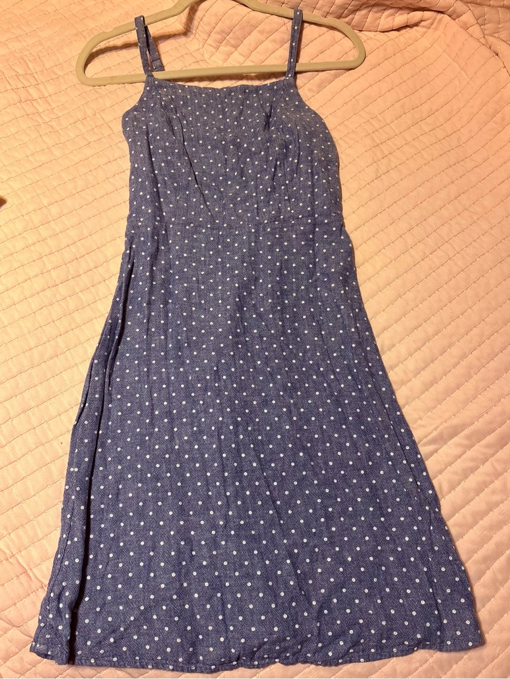Old Navy Blue Polka Dot Midi Dress with Spaghetti Straps